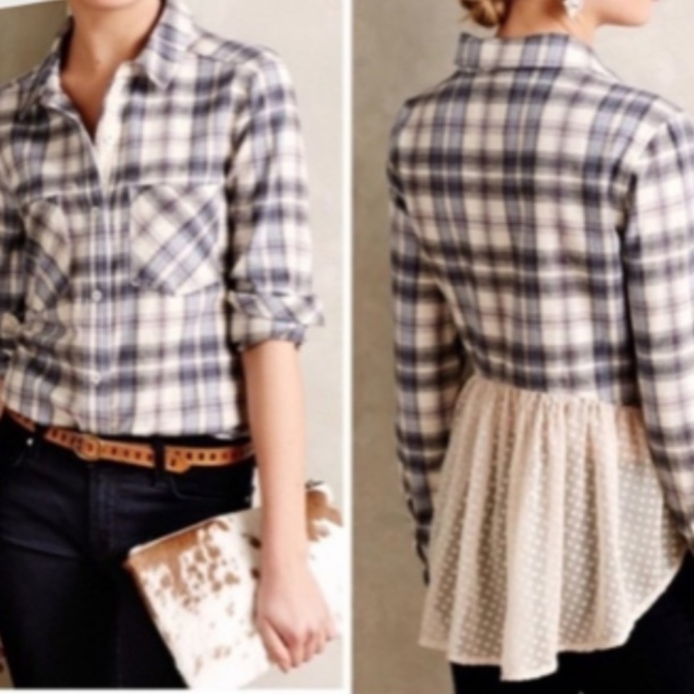 Anthropologie Holding Horses Lace Flannel